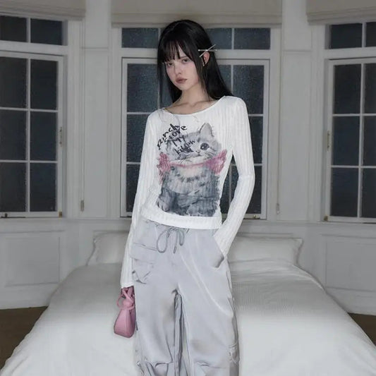 Cat Graphic Slim-Fit Shirt
