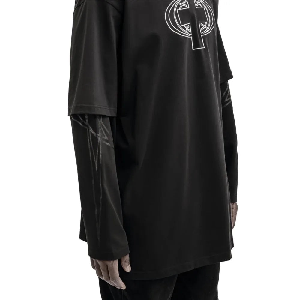 Fake Two Pieces Gothic Long Sleeve Tops