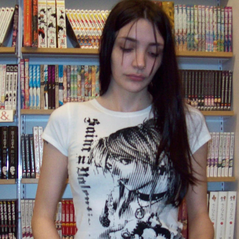 Cartoon Mono Printing T-shirt