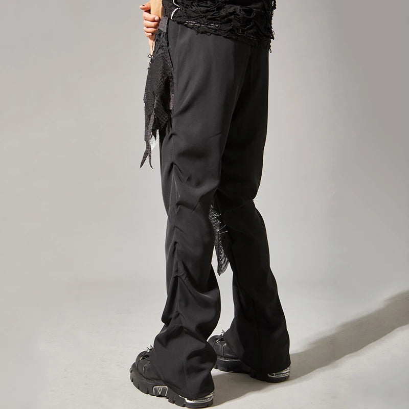 Layered Patchwork Flare Pants