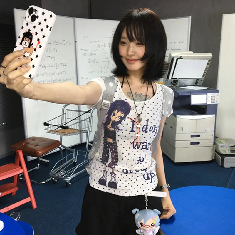 Girl Graphic Print Slim-Fit T-shirt