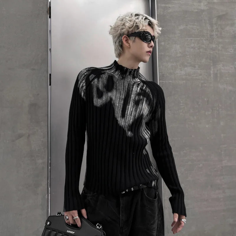 Crowd Graffiti Slim Fit Knitted Sweater - PWM