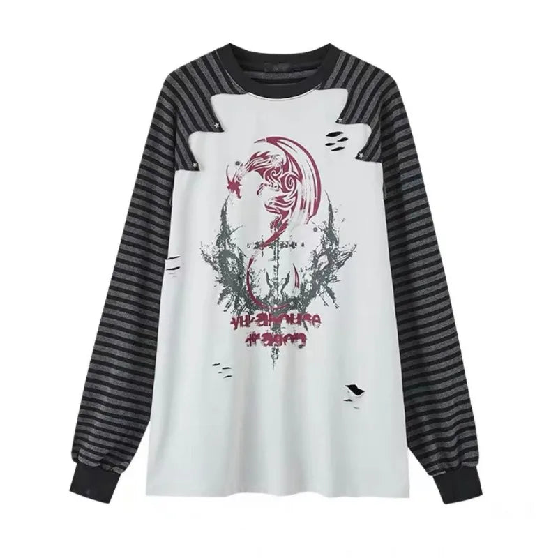 Patchwork Striped Long Sleeve Top - PWM