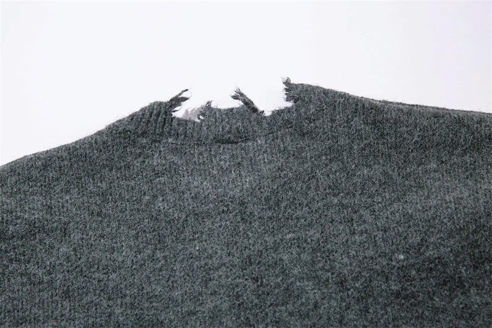 Knitted Zipper Sleeve Pullover Sweater - PWM