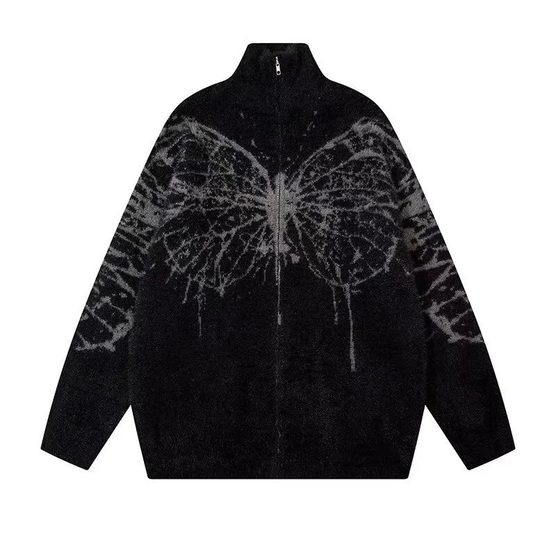 Butterfly Graphic Zip Up Sweater - PWM