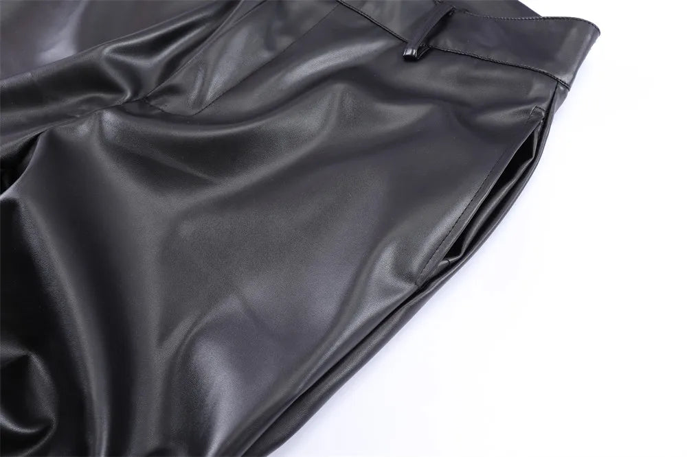 Pleated Leather Pants
