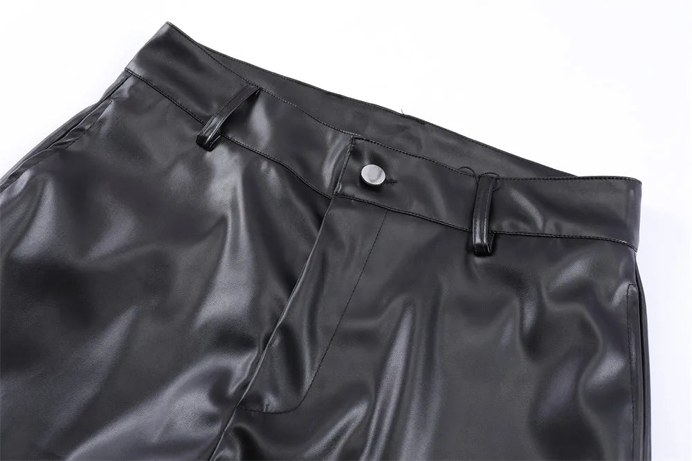 Pleated Leather Pants