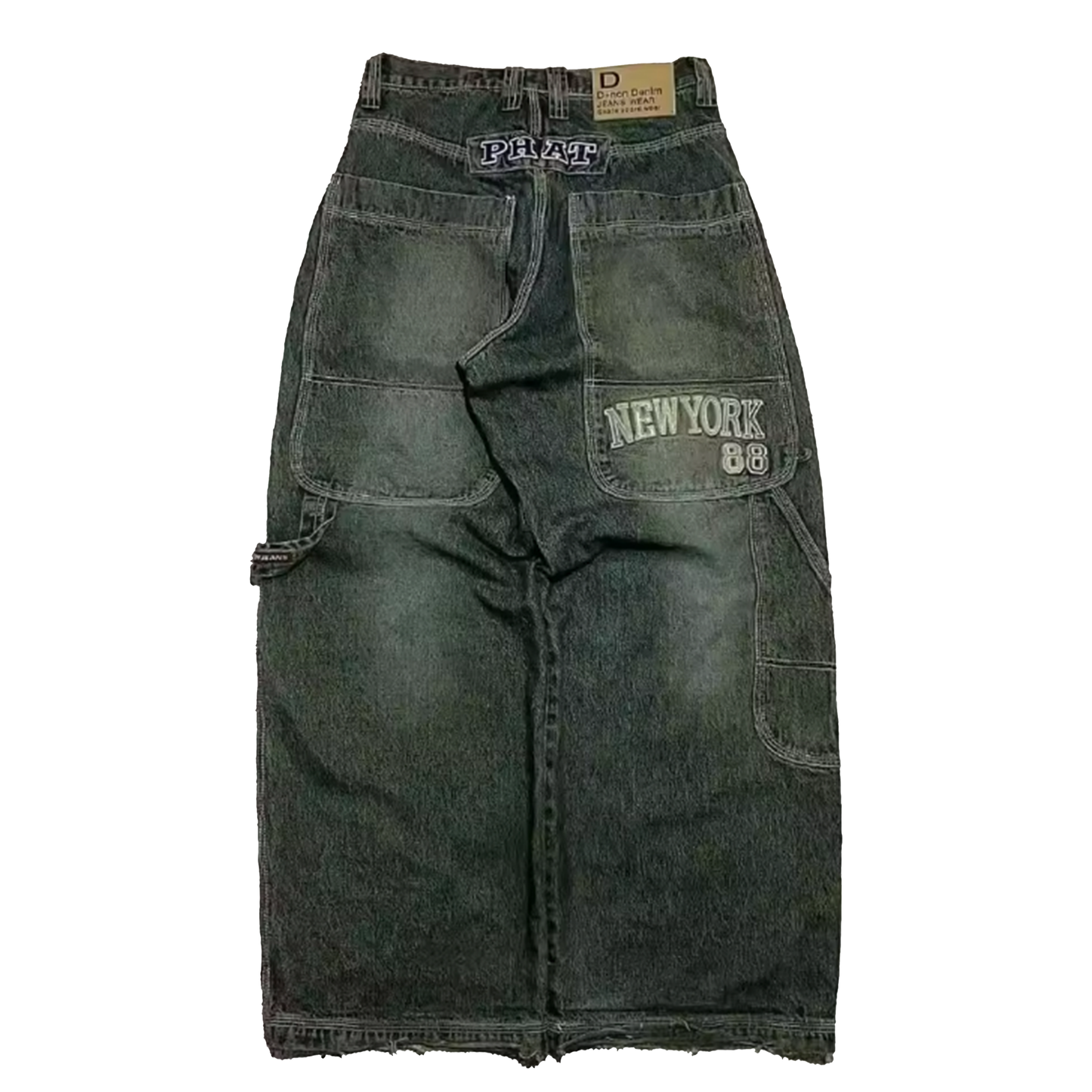 Letter Embroidery Baggy Jeans