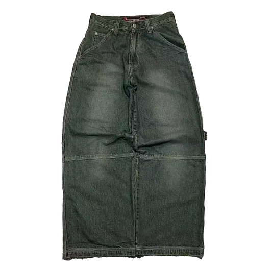 Letter Embroidery Baggy Jeans - PWM