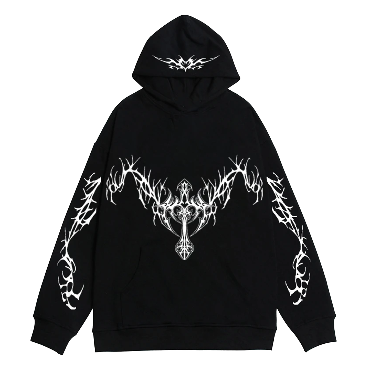 Gothic Print Pullover Hoodie - PWM