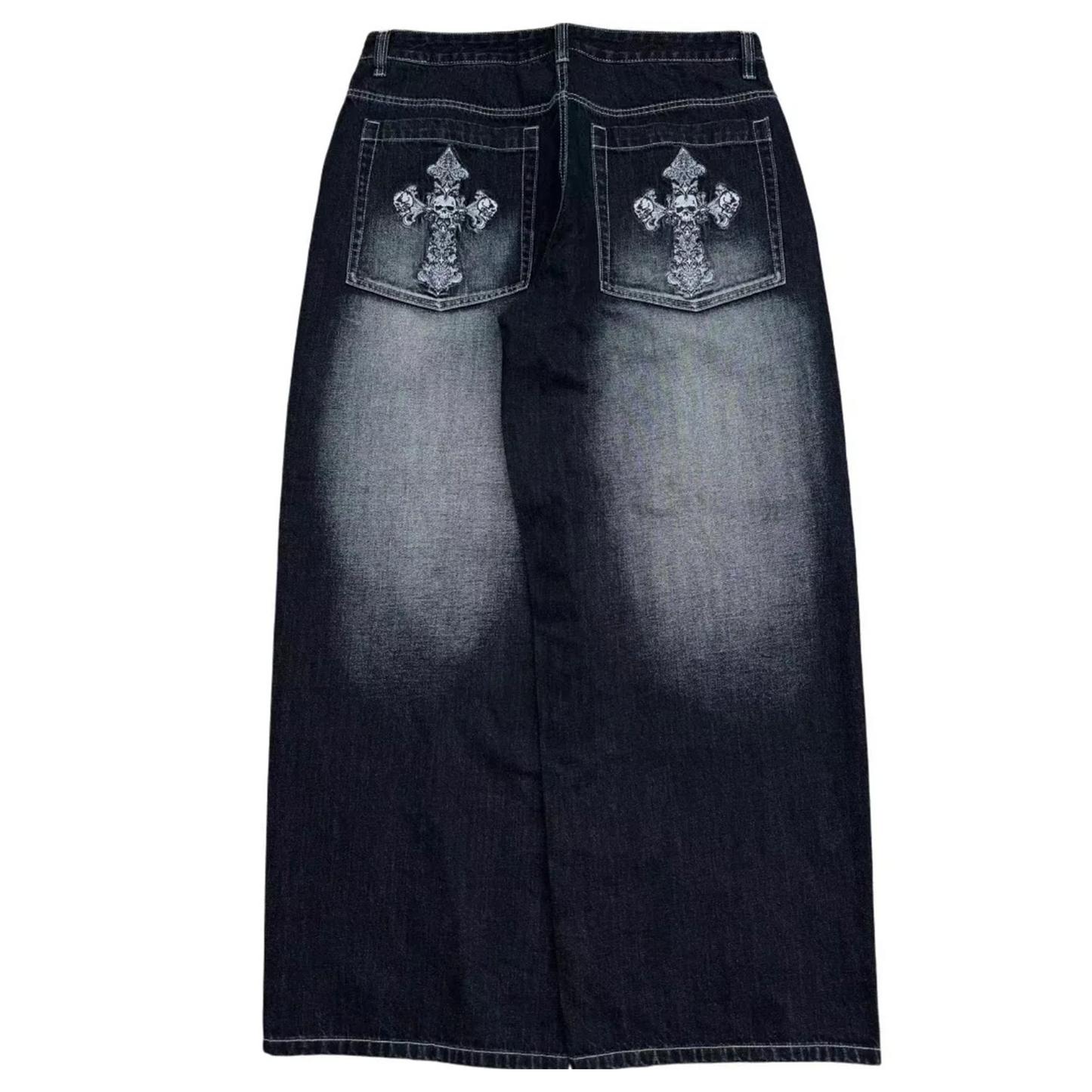 Cross Embroidery Baggy Jeans - PWM