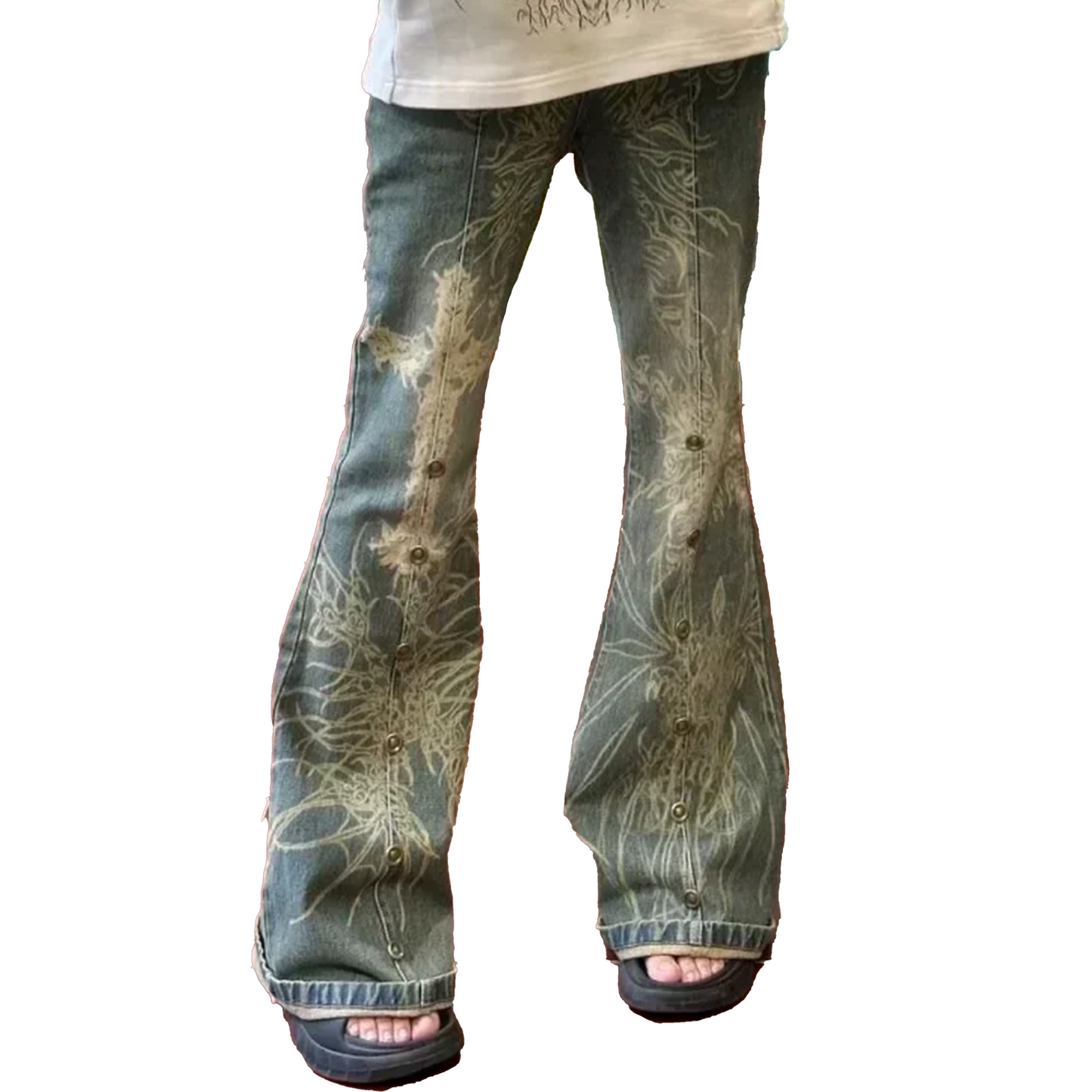 Gothic Painted Rivet Flare Jeans - PWM