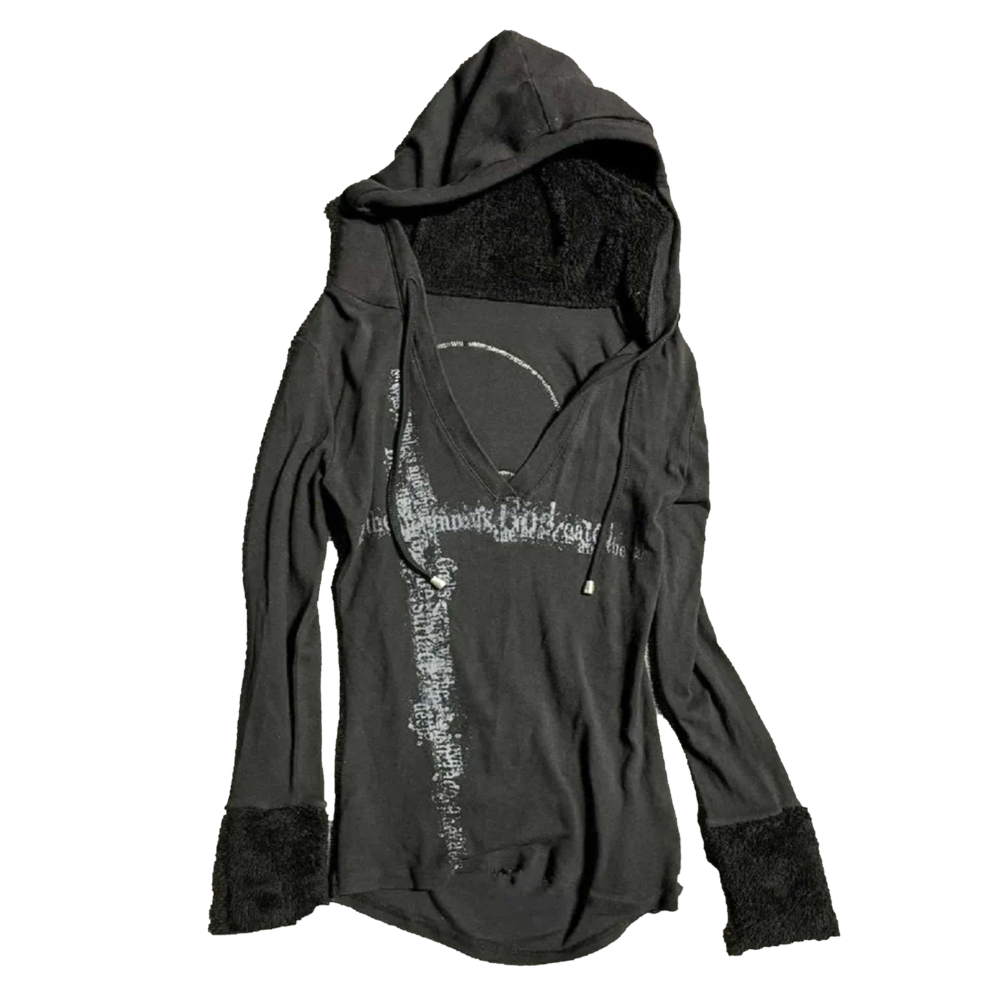 V-Neck Gothic Hooded Pullover Sweatshirt
