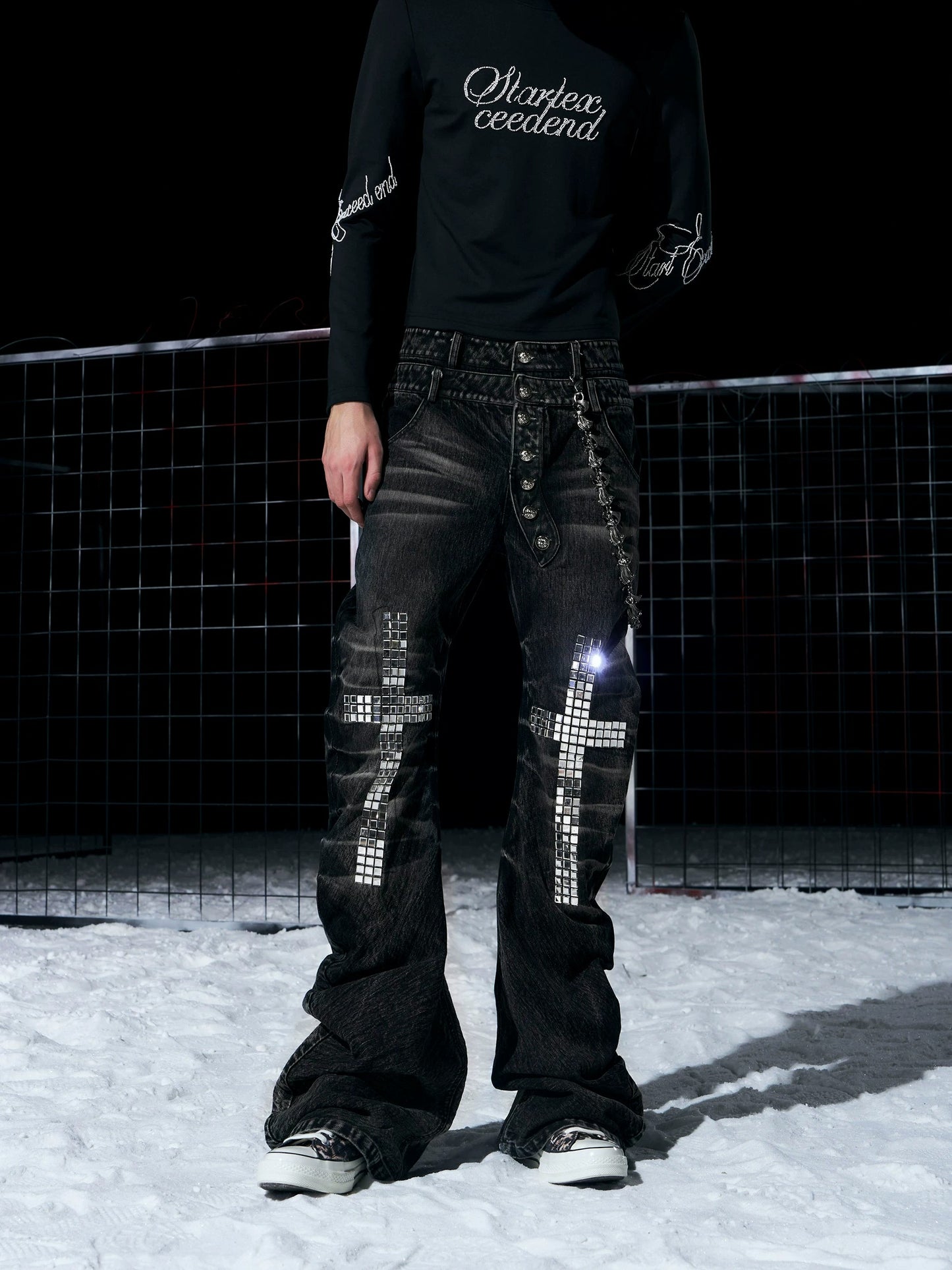 Cross Rhinestone Jeans