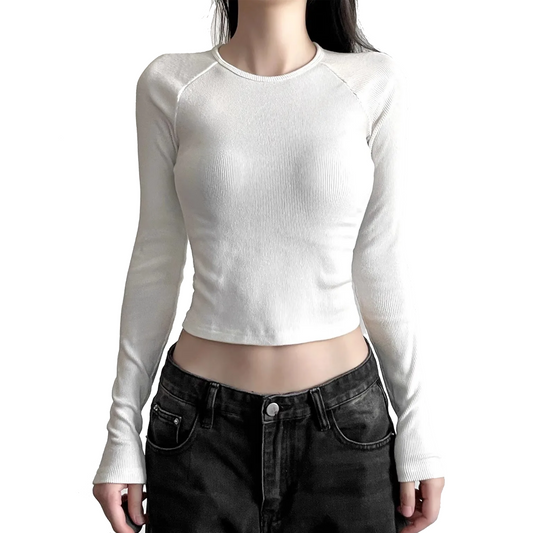 Flared Long Sleeve Corset Crop Tops - PWM
