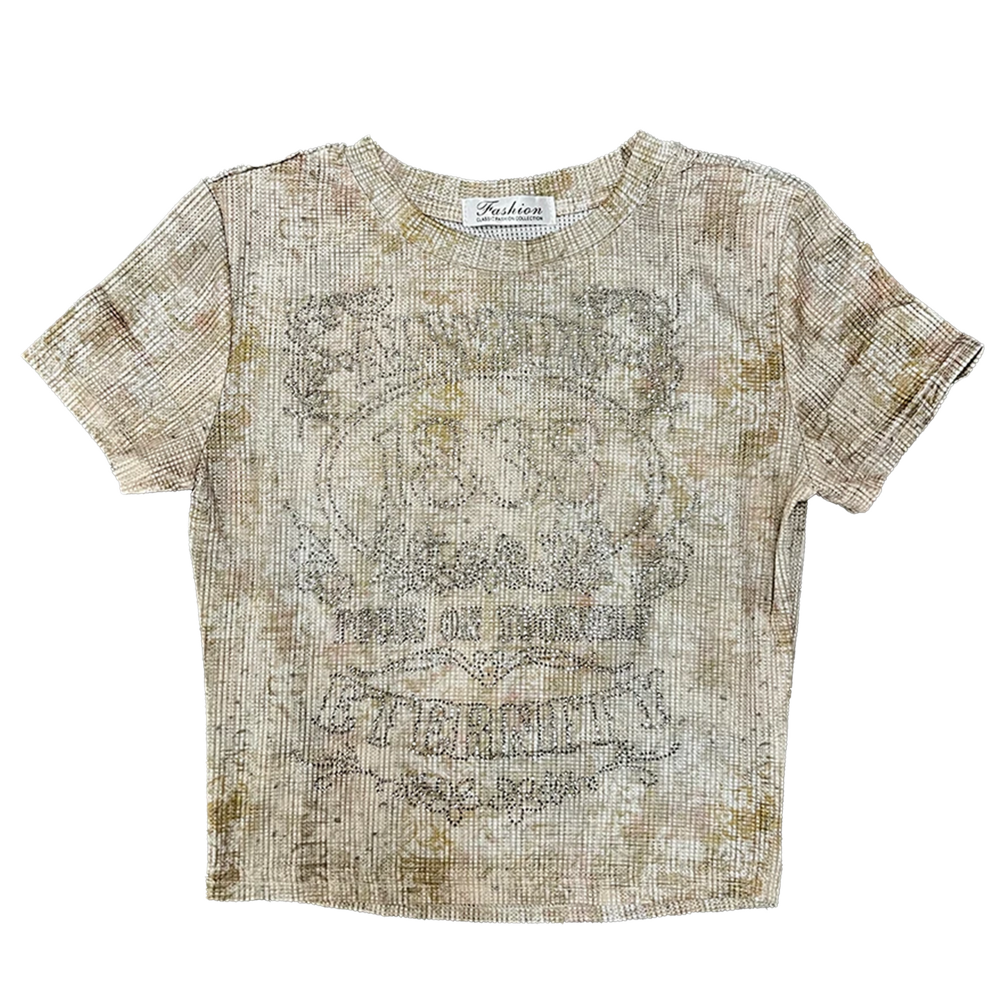 Diamond Flower Mesh Short Sleeve T-shirt - PWM