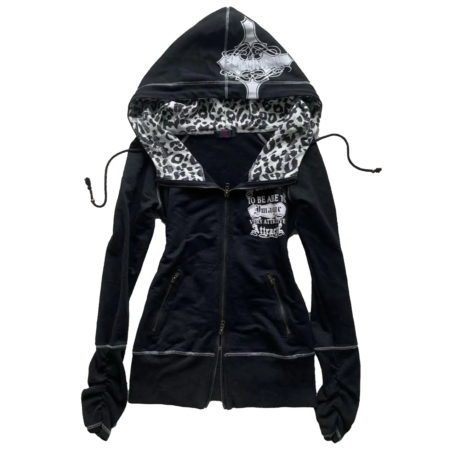 Leopard Printed Slim Fit Zipper Hoodie - PWM