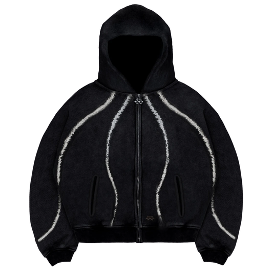 Heavy Splicing Striped Zipper Hoodie - PWM