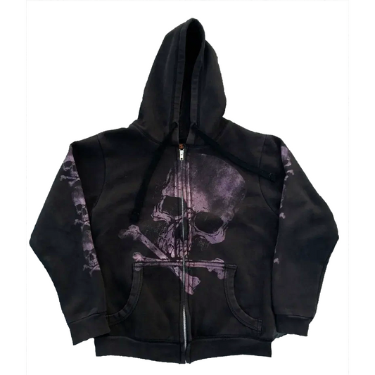 Dark Skull Pattern Zipper Hoodie - PWM