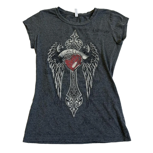 Rhinestone Gothic Graphic Print T-shirt
