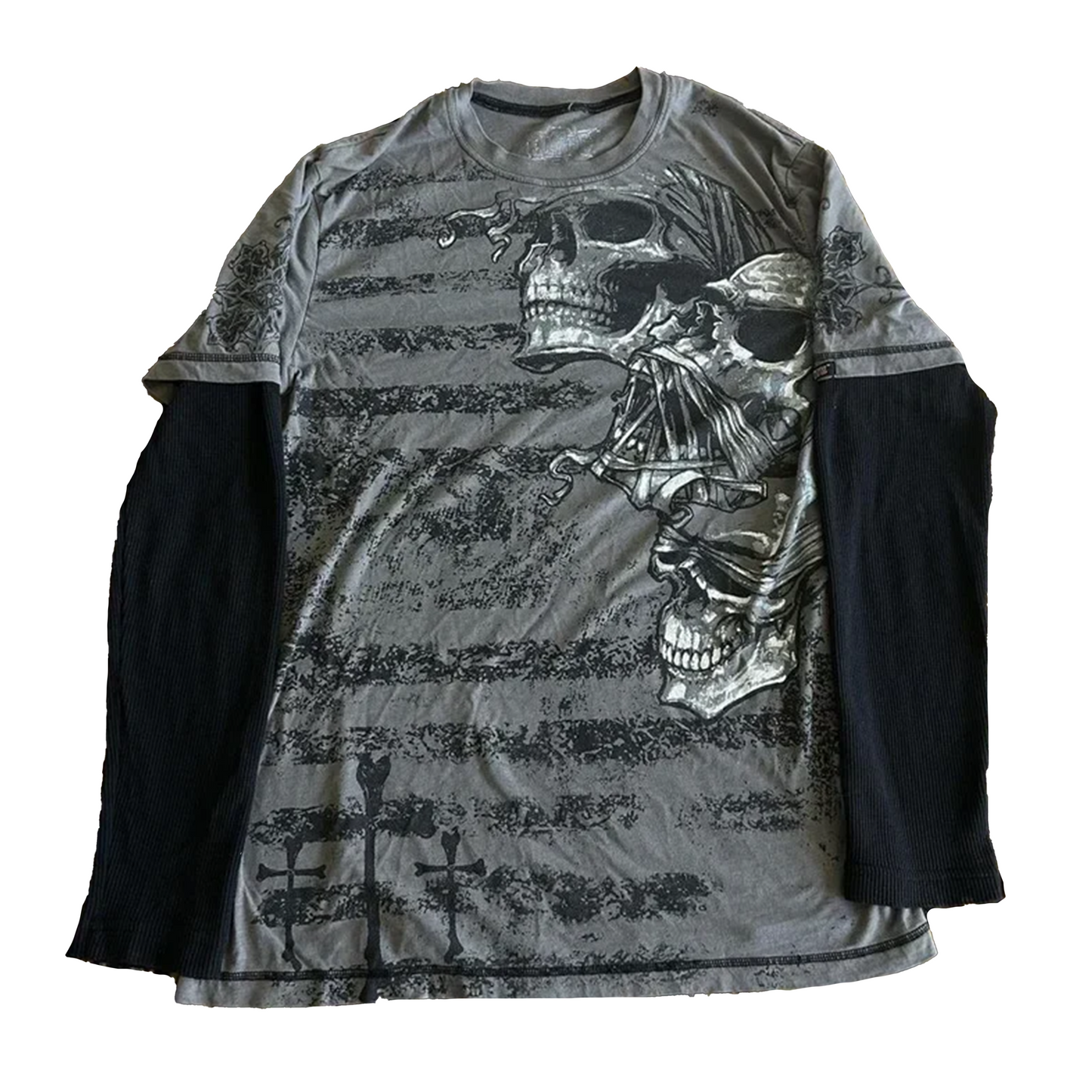 Skull Print Two Piece Long Sleeve Tee - PWM