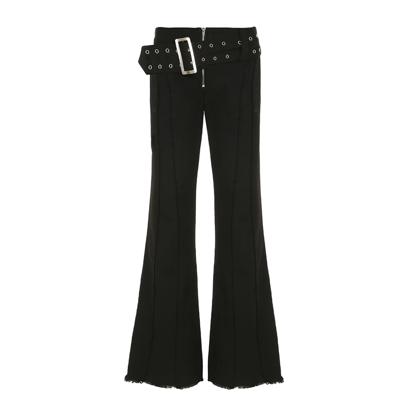 Wide Sashes Metal Buckle Flare Jeans