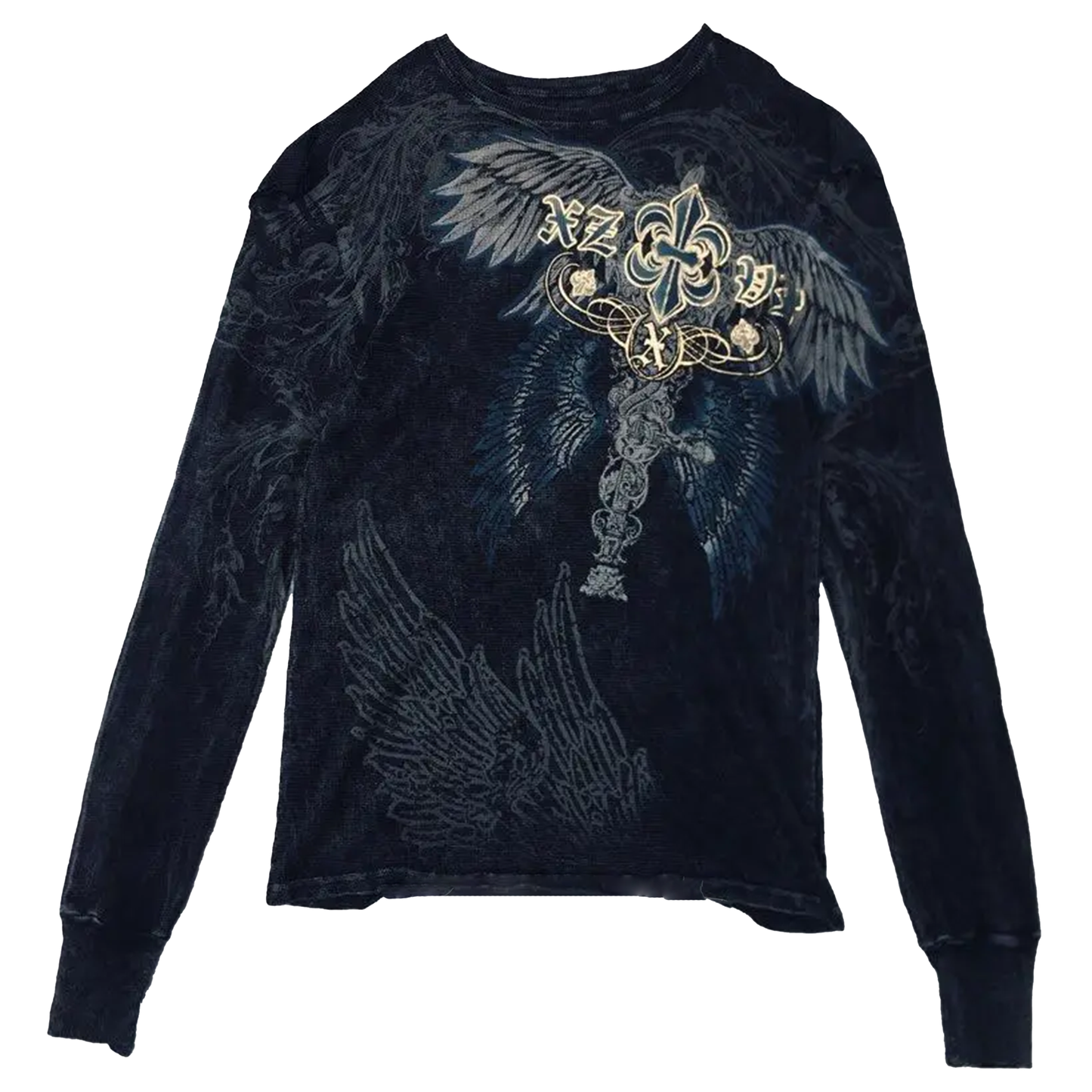 Cross Print Long Sleeve T shirt - PWM