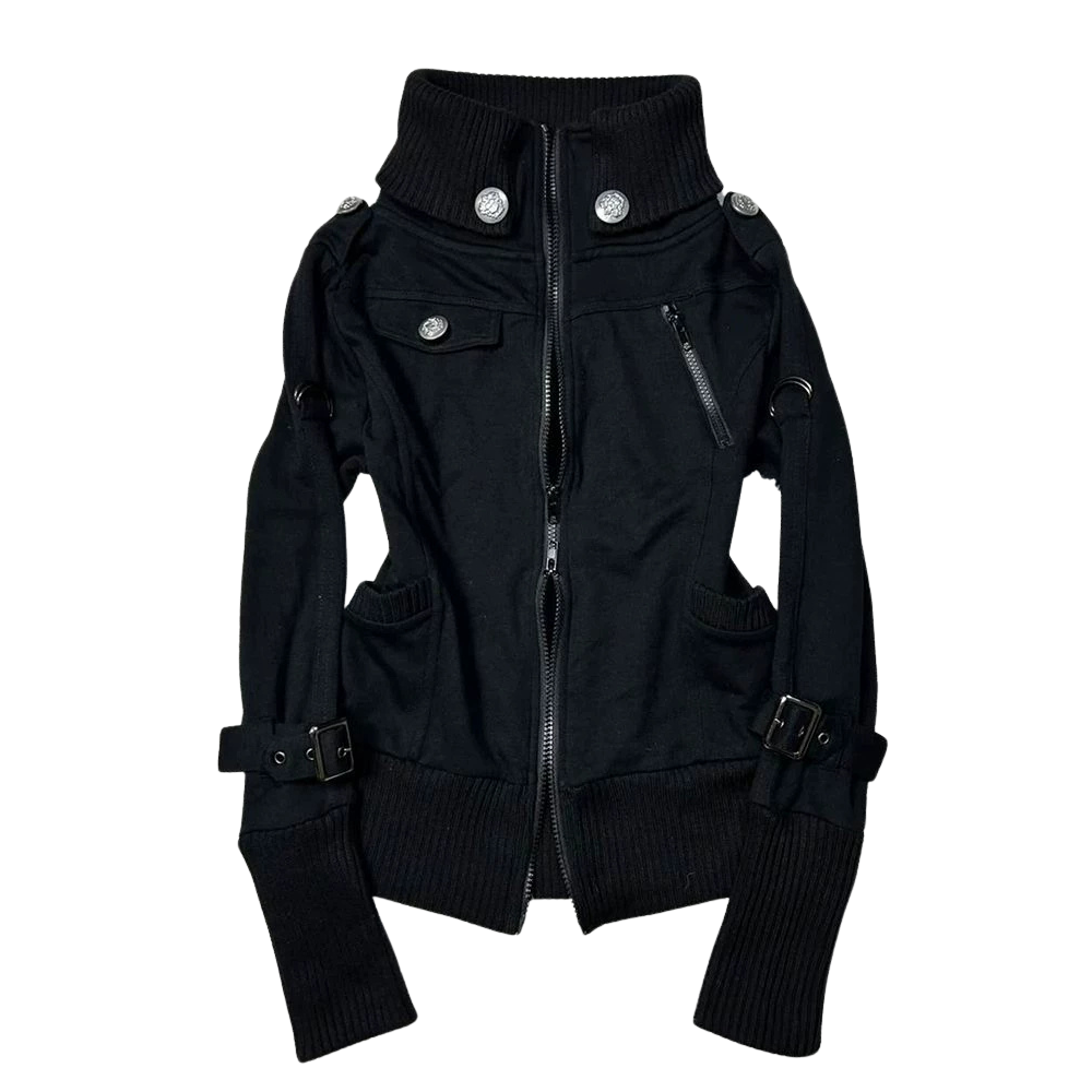 Vintage American Retro Stand Collar Biker Jacket