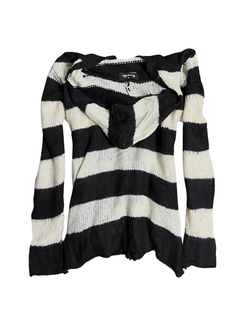 Gothic Stripe Hooded Zip Knit Cardigan