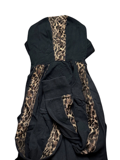 Leopard-Panel Rhinestone Skull Zip Jacket