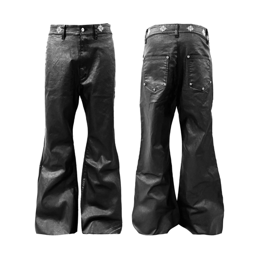 Dark Flare Wax Coating Jeans