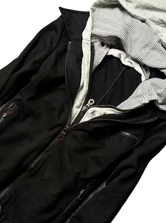 Faux Two-Piece Patchwork Hooded Zip Jacket