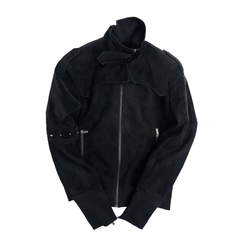 Studded Patchwork Stand-Collar Suede Jacket
