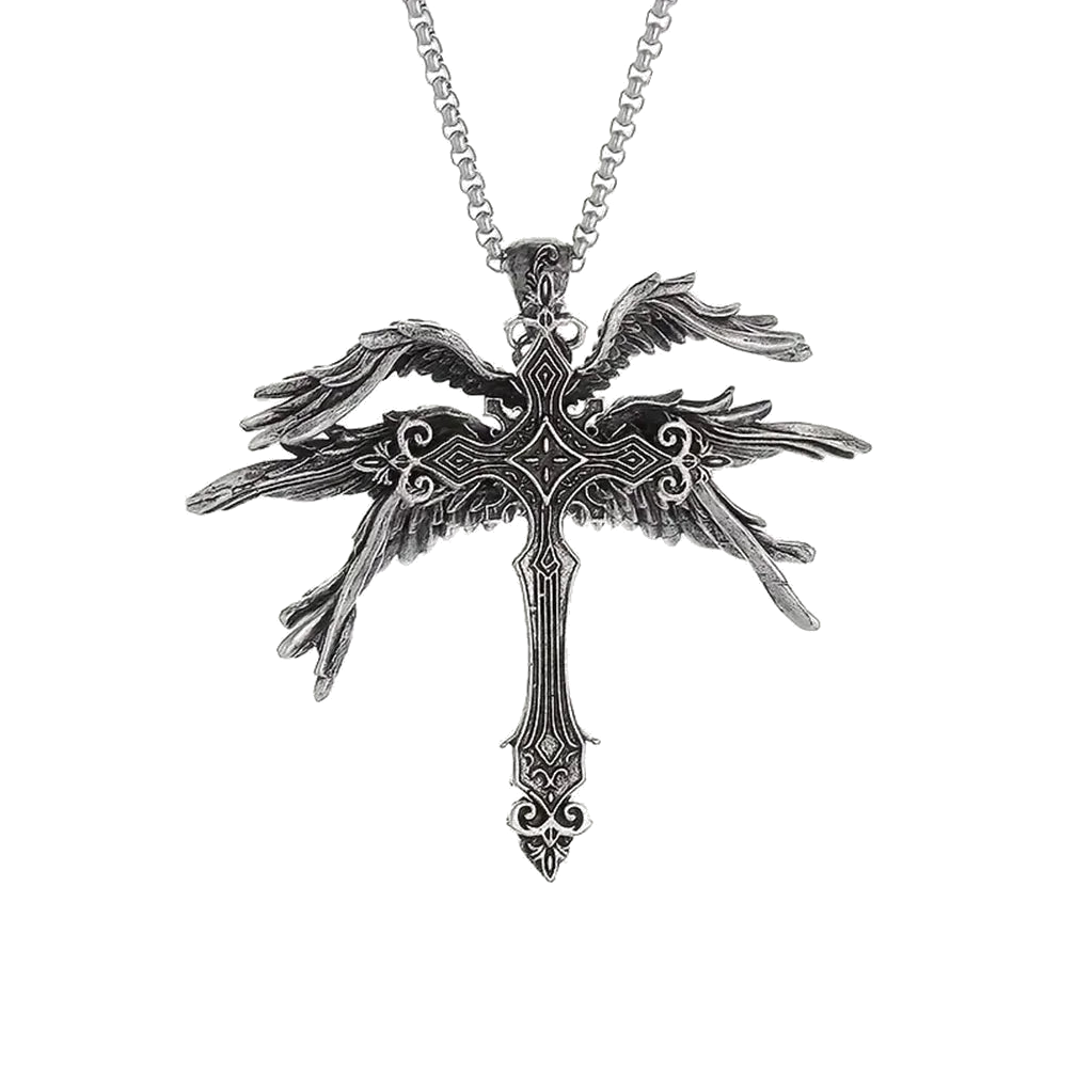 Angel Wings Cross Pendant Necklace - PWM