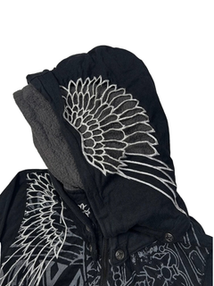 Y2K Gothic Wing Crown Zip-Up Hoodie