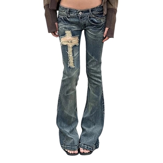 2000s Cross Damaged Jeans