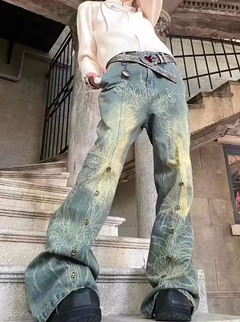 Gothic Painted Rivet Flare Jeans - PWM