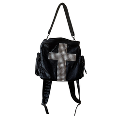 Studded Cross Vintage Leather Backpack