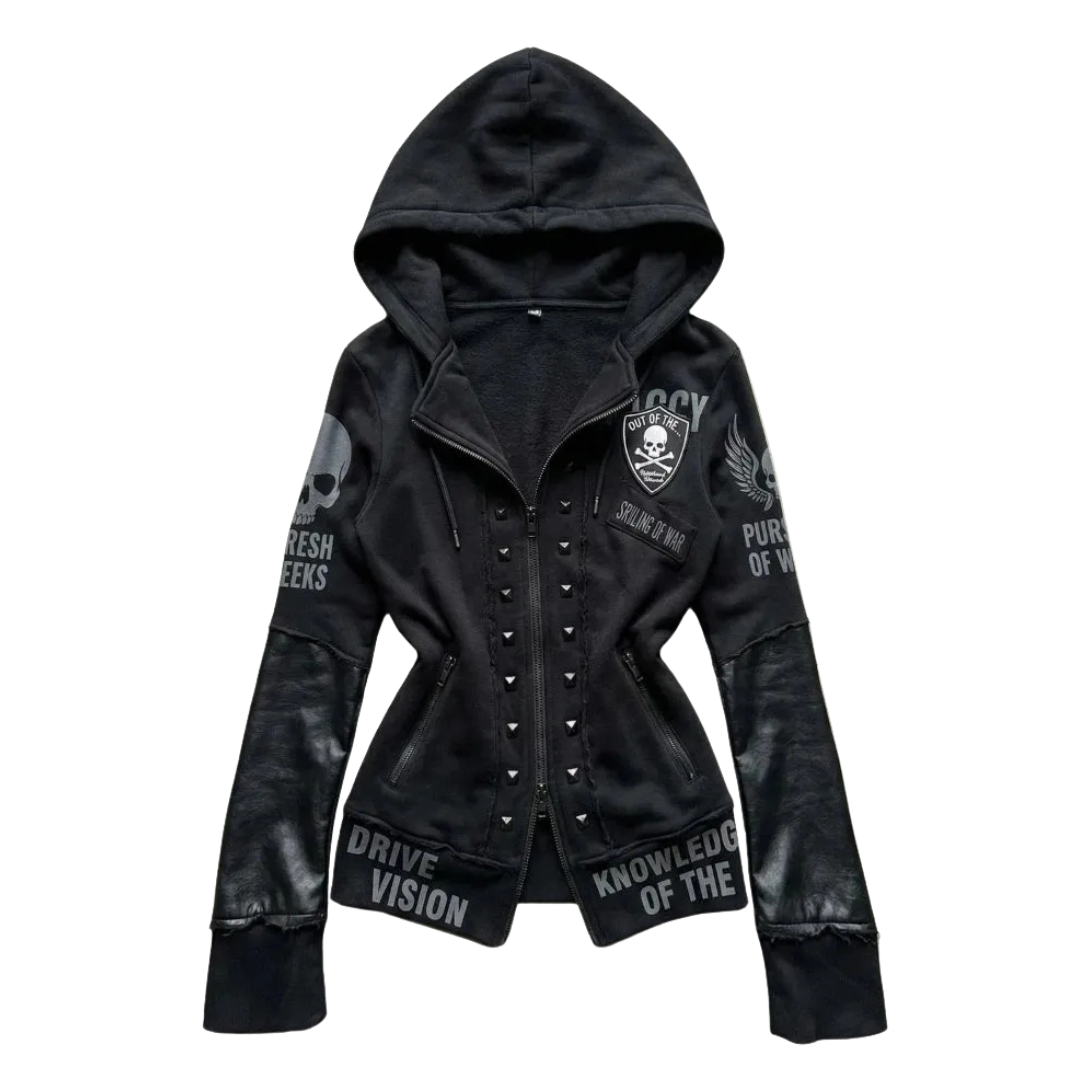 Gothic Skull Print Cropped Jacket