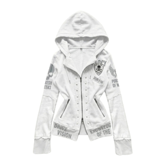 Gothic Skull Print Cropped Jacket - PWM