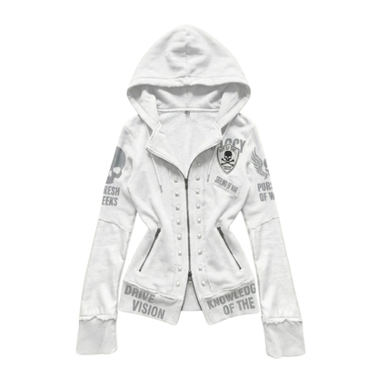 Gothic Skull Print Cropped Jacket