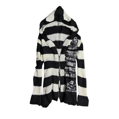Gothic Stripe Hooded Zip Knit Cardigan
