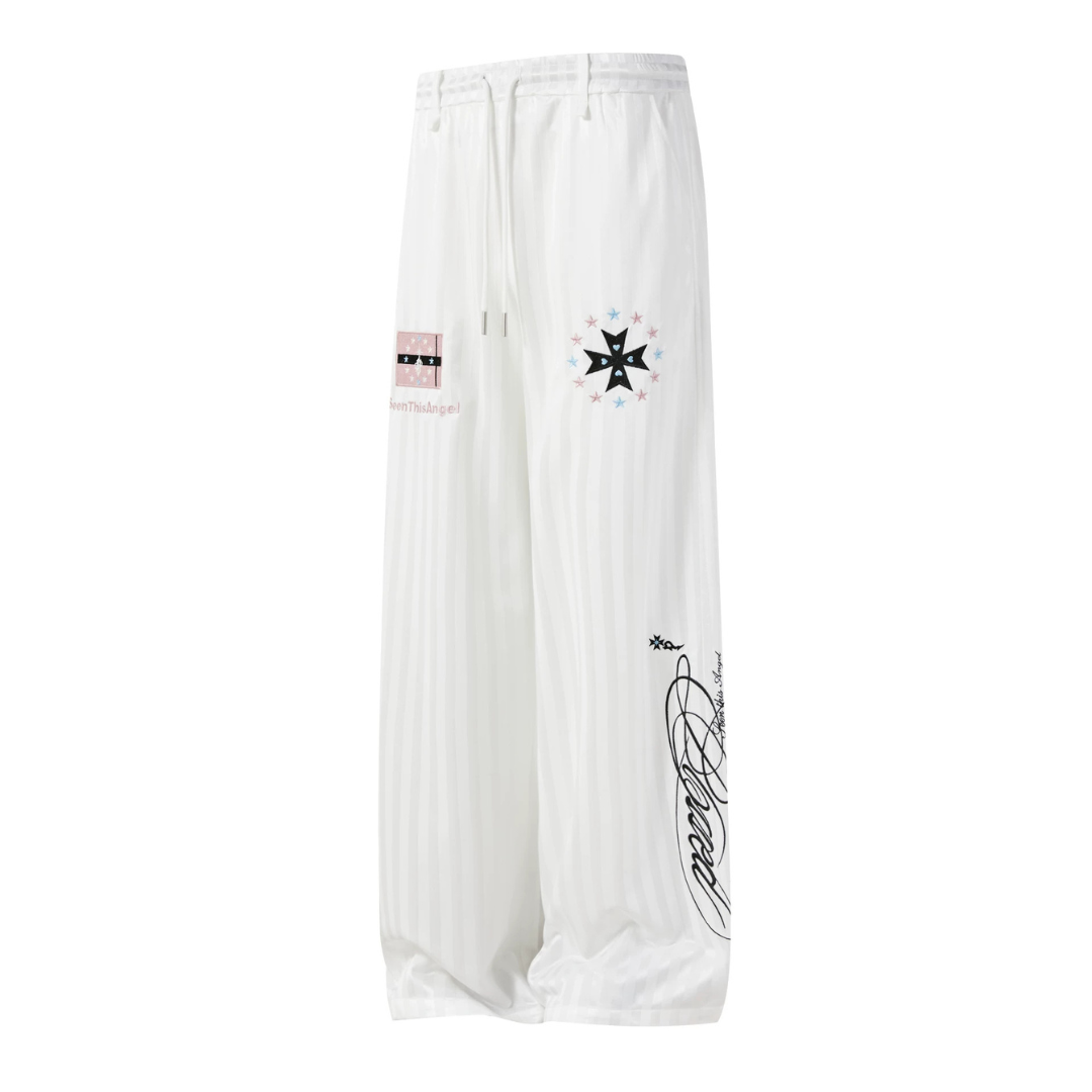 Subculture Embroidered Stripe Wide-Leg Pants