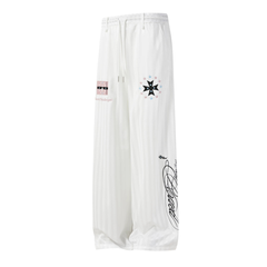Subculture Embroidered Stripe Wide-Leg Pants