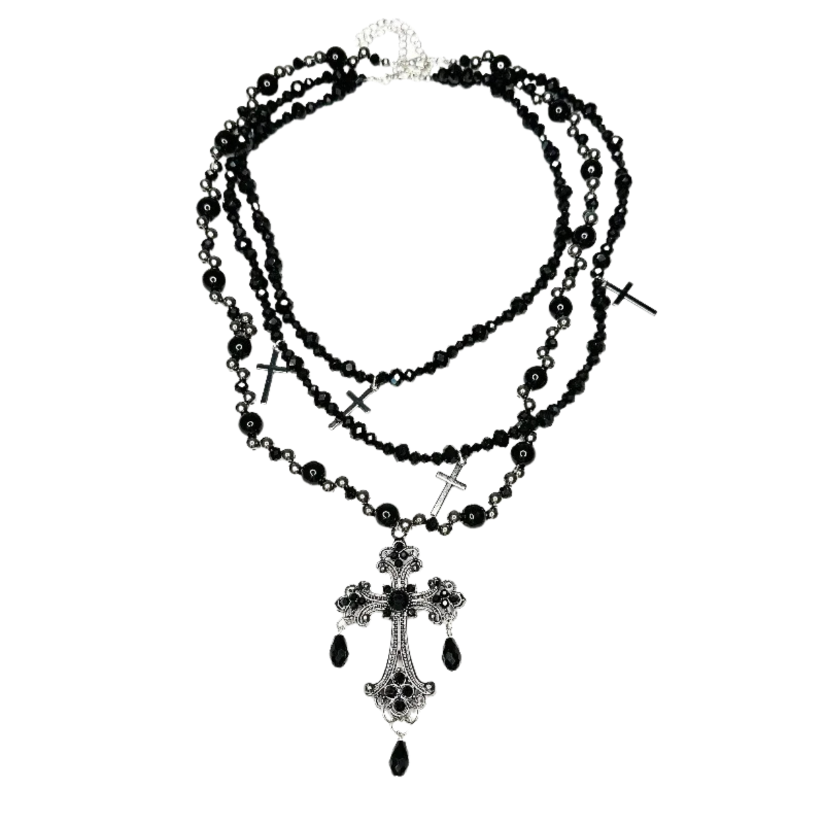 Multi Layer Cross Choker Pendant Necklace - PWM