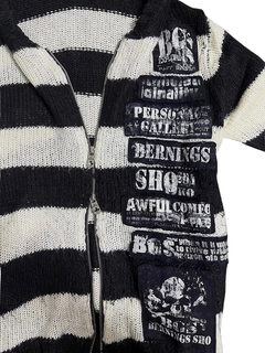 Gothic Stripe Hooded Zip Knit Cardigan