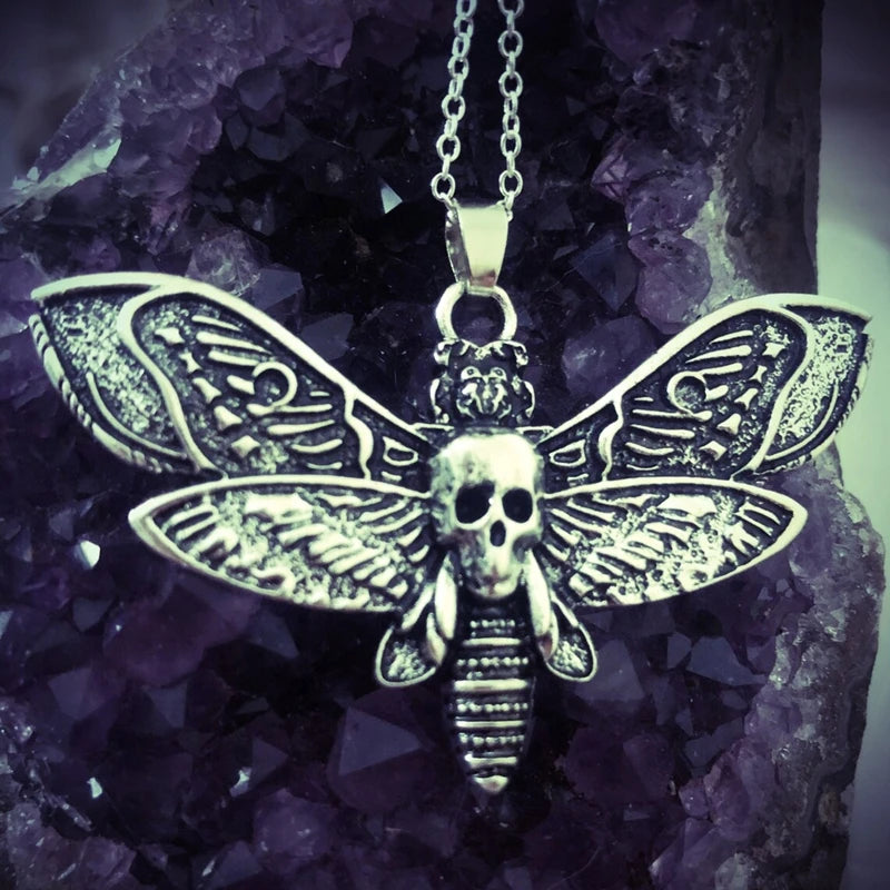Death Skull Moth Pendant Necklace - PWM