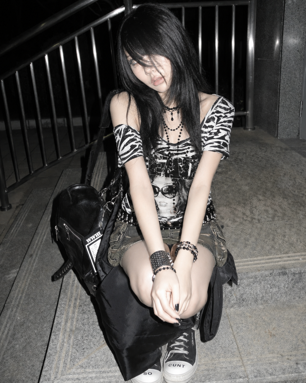 Gothic Zebra Print Slim Short Sleeve T Shirts - PWM