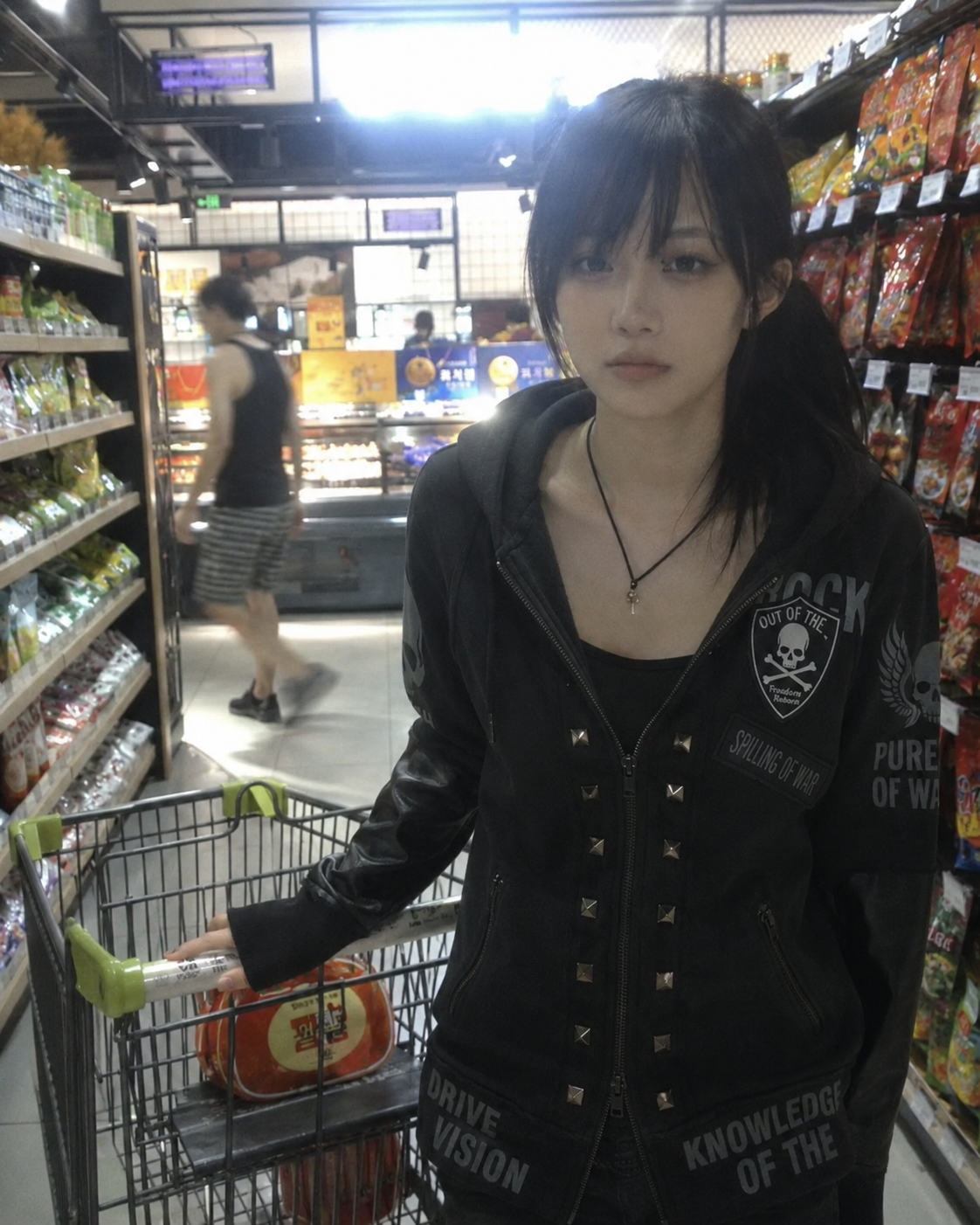 Gothic Skull Print Cropped Jacket