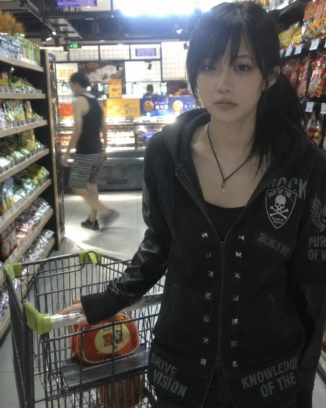 Gothic Skull Print Cropped Jacket - PWM